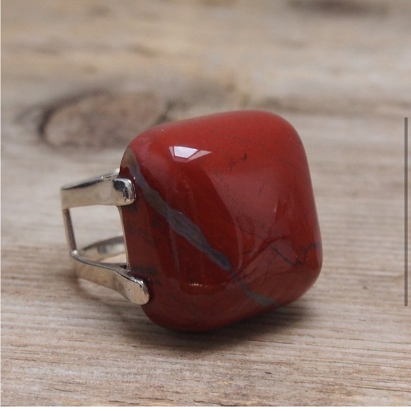 Jewelry - Massive Polished Jasper Ster Silver 2-
Band Ring